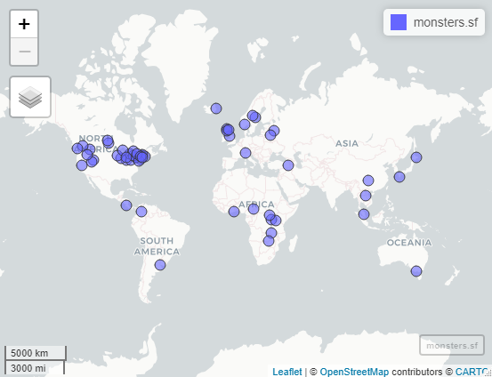 This is a screen capture of the output for the mapview function. Running this code in a regular R session (i.e. not in knitr or bookdown like we need to for this reader) will make an interactive map.