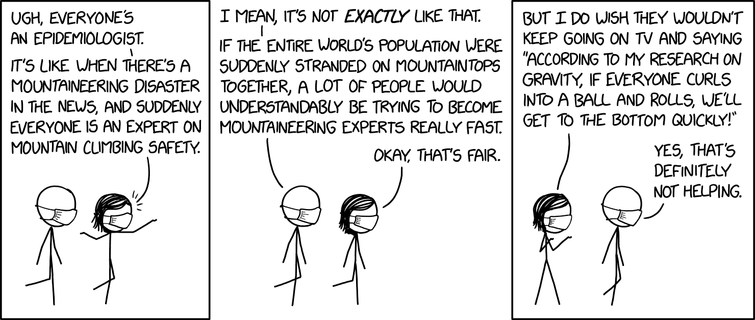 Cartoon by xkcd called Everyone's and epidemiologist.