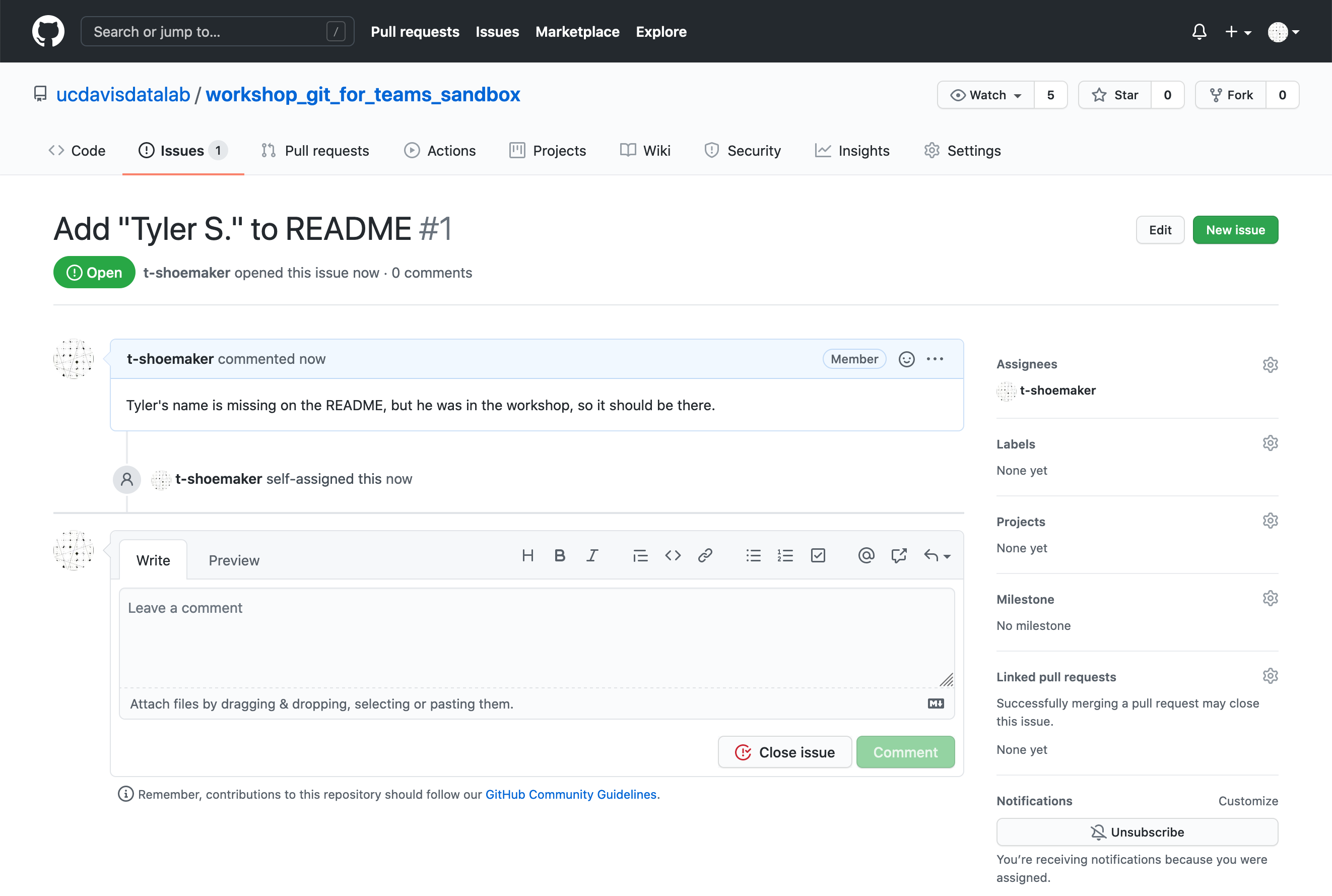 A submitted issue.