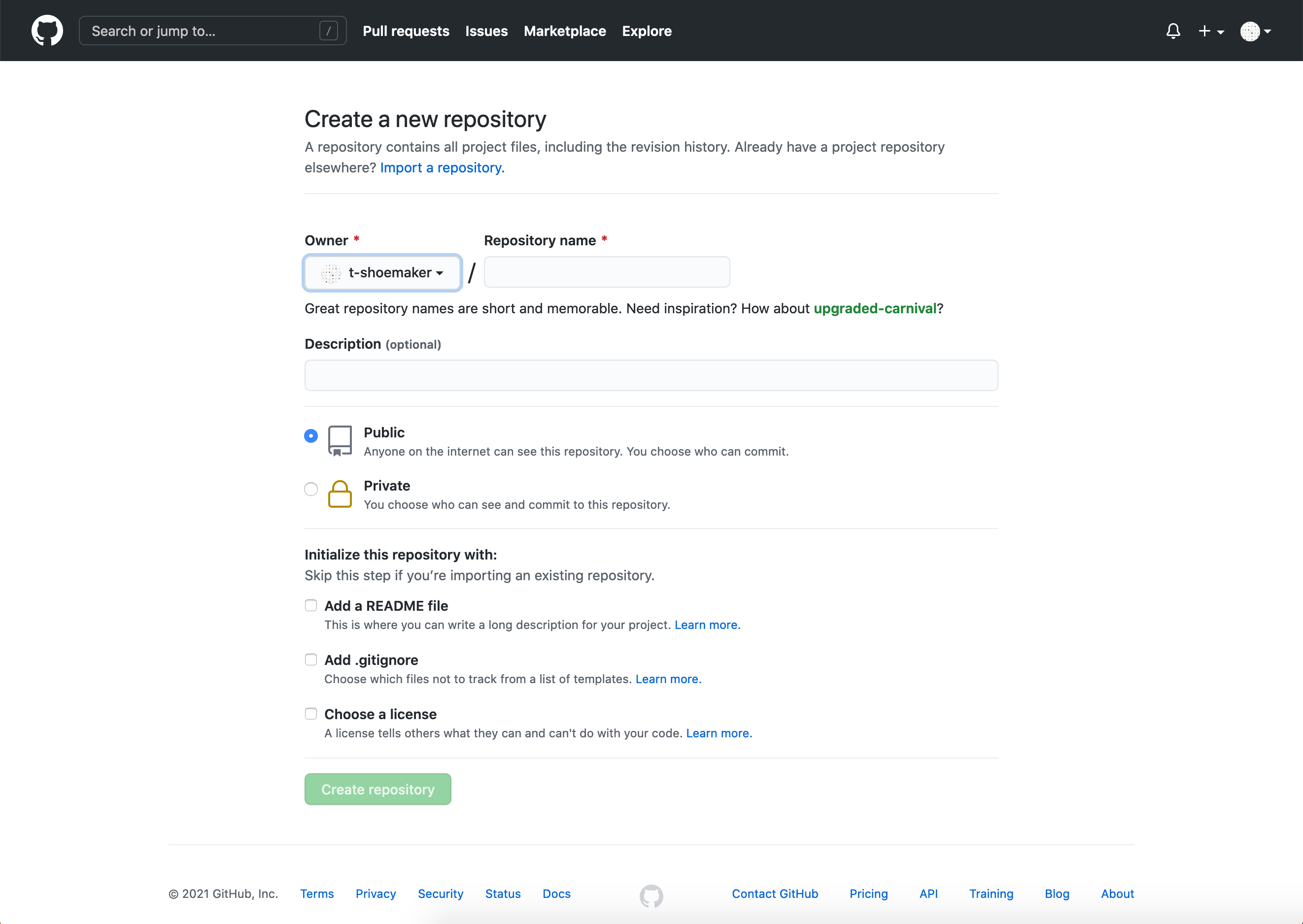 GitHub’s new repository template page