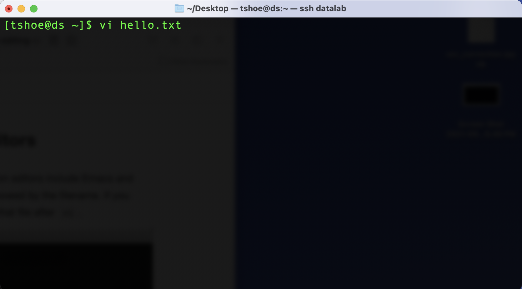 Creating a new text file with Vim on the command line