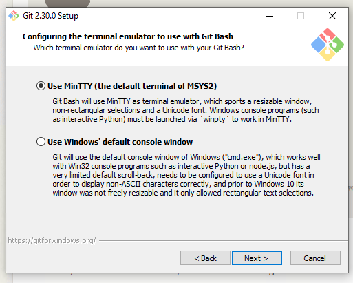 Default Git Bash view