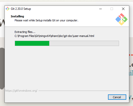 A progress bar for installing git