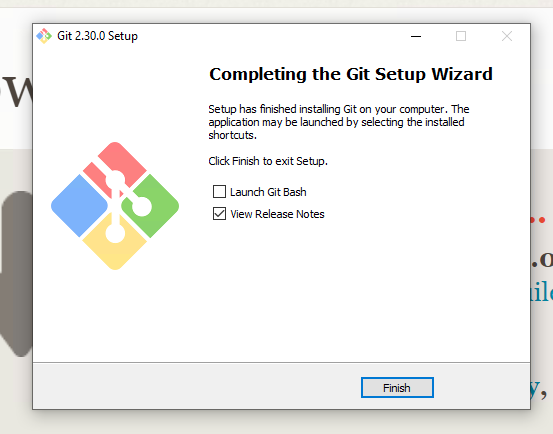 A successfully installation message