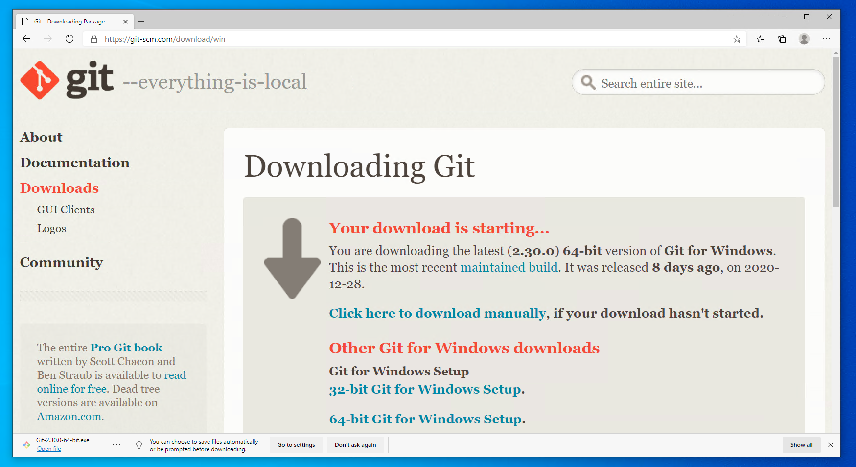 Download page for git