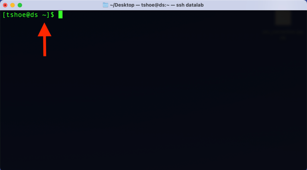 Mac Terminal with the Home symbol highlighted