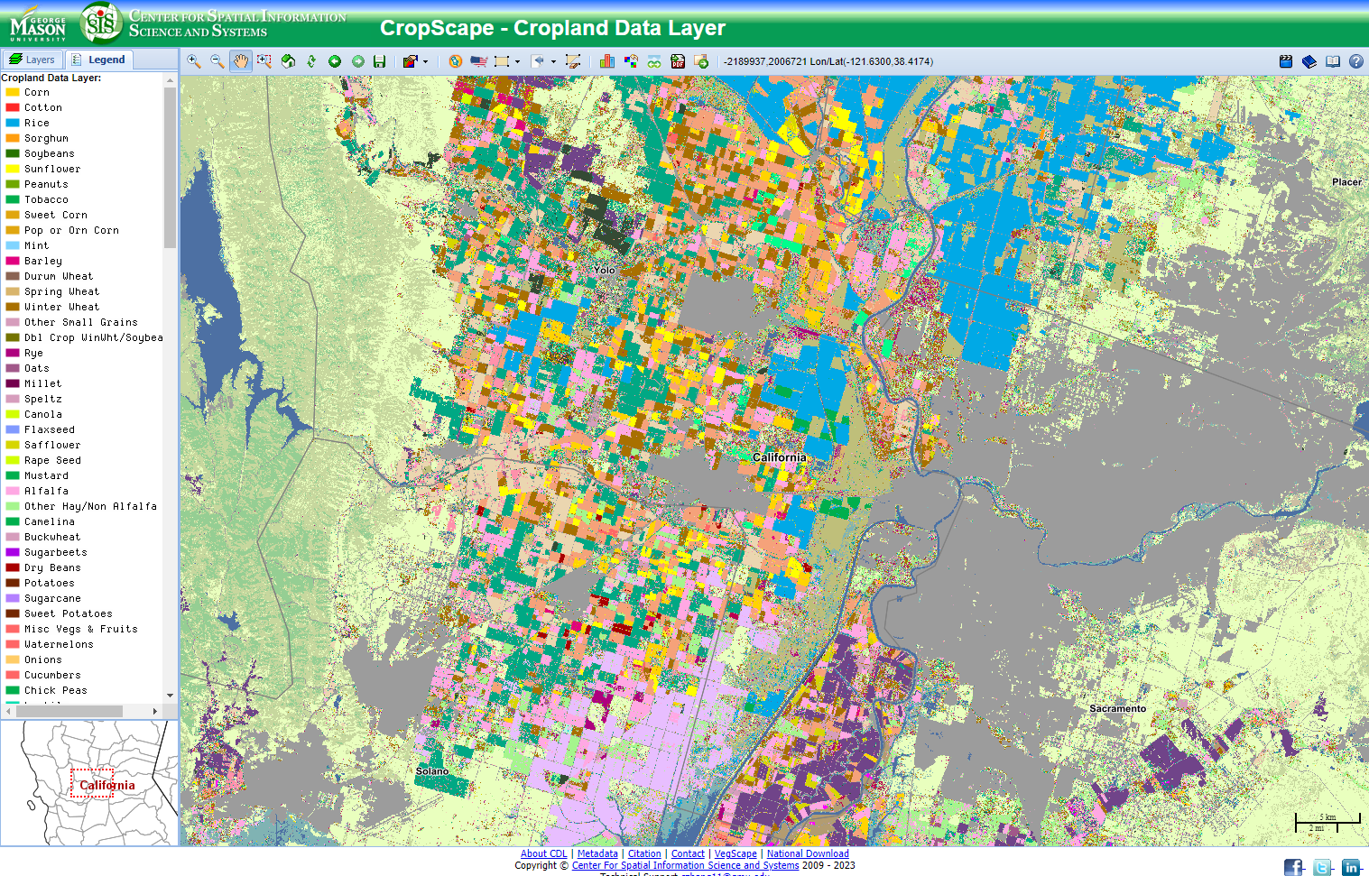 CropScape represents crop cover as raster data